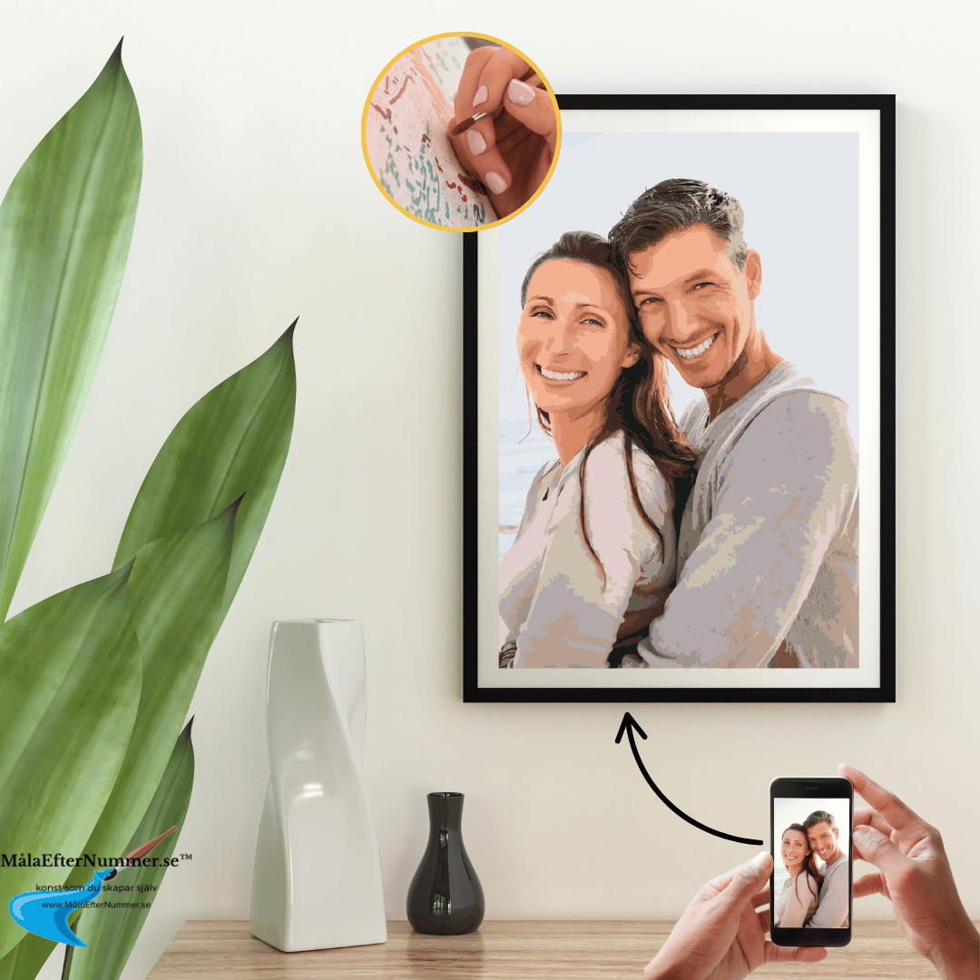 Personligt måla efter nummer-kit baserat på eget foto – canvas och akrylfärg ingår
