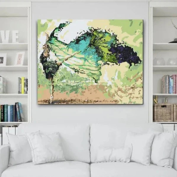 Måla en dansande ballerina med färdigduk, penslar och akrylfärger