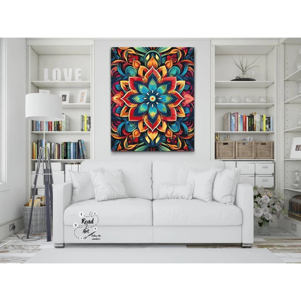 Mandala målning med symmetriska mönster – Paint by Numbers kit