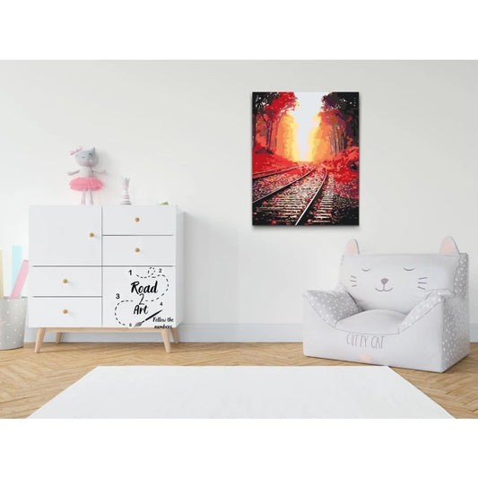 Måla efter nummer – järnväg som leder mot ljuset