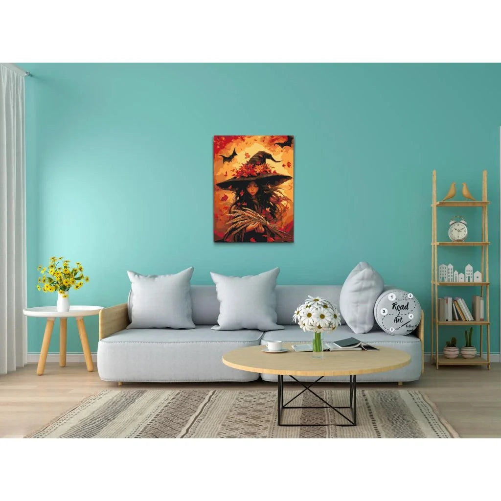 Måla Efter Nummer – Hösthäxa | Halloweenmålning i höstfärger