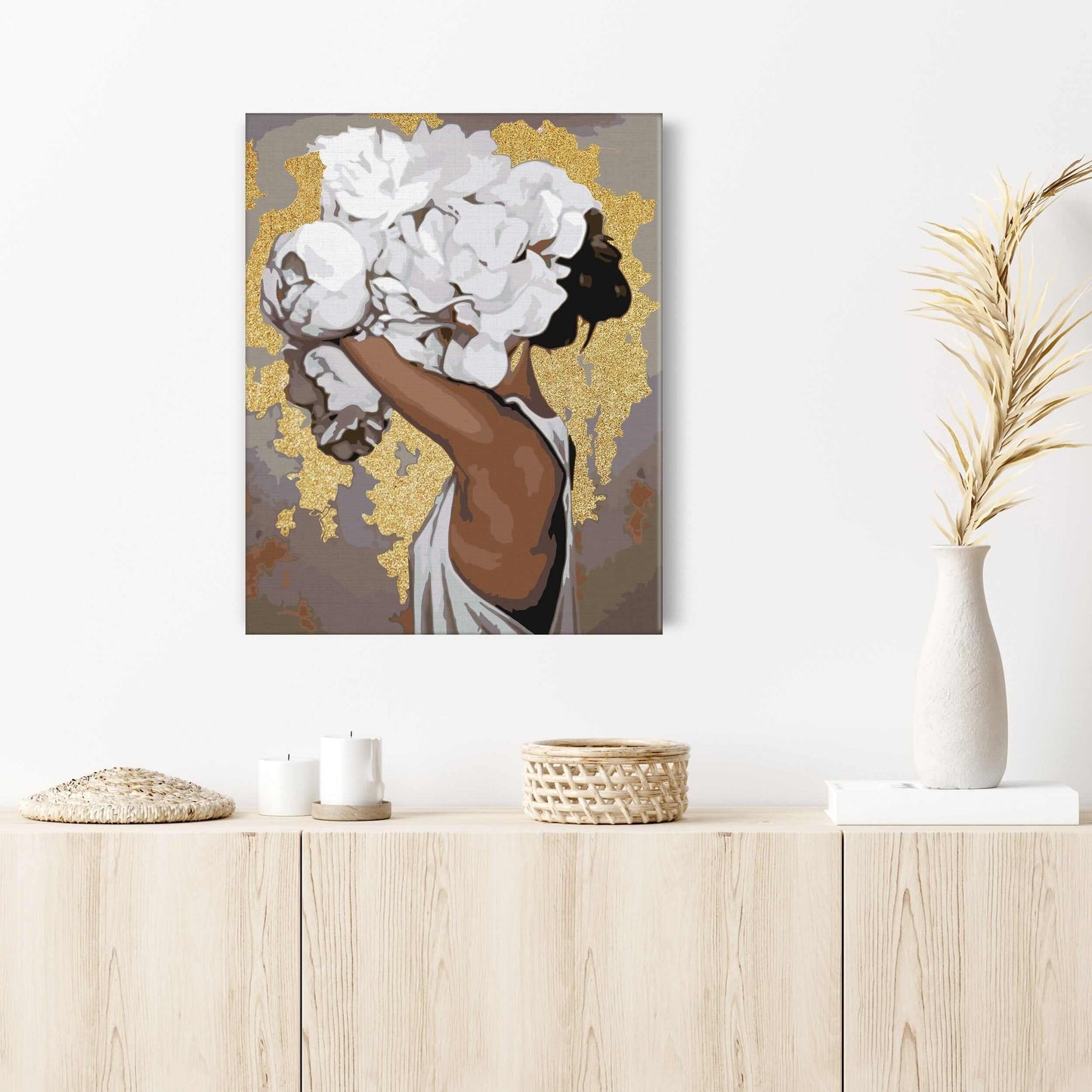 Måla efter nummer – Flickan med bondrosor som tavla att måla själv