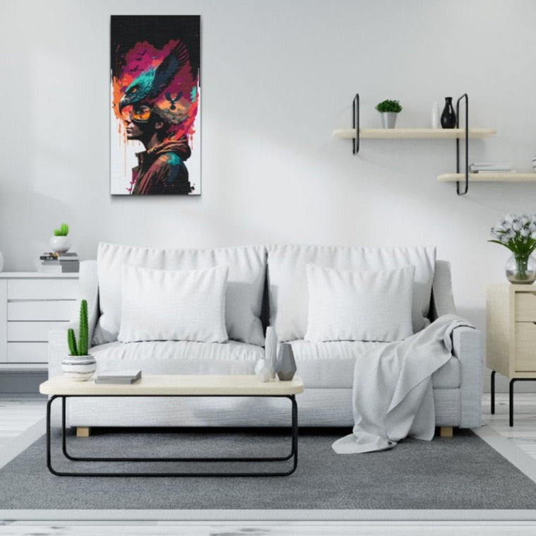 Abstrakt motiv med tankar som flyger – paint by numbers konstverk