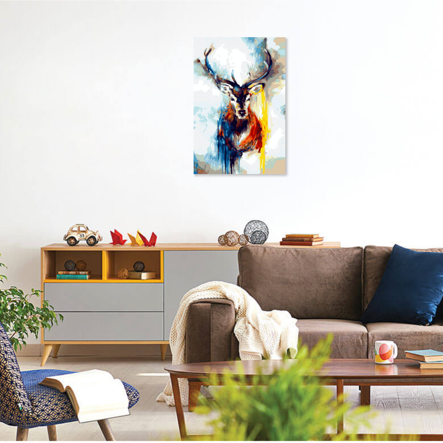 Målning av hjort med horn i modern konststil – paint by numbers kit