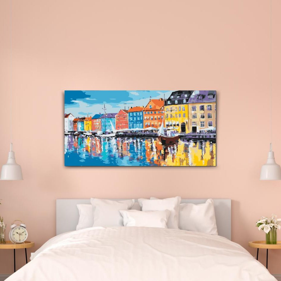 Måla efter nummer – Nyhavn Köpenhamn som tavla att måla själv