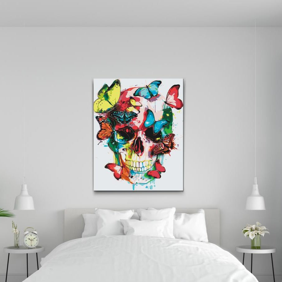 Paint by numbers i Sverige - Butterfly Skull - måla efter nummer vuxna