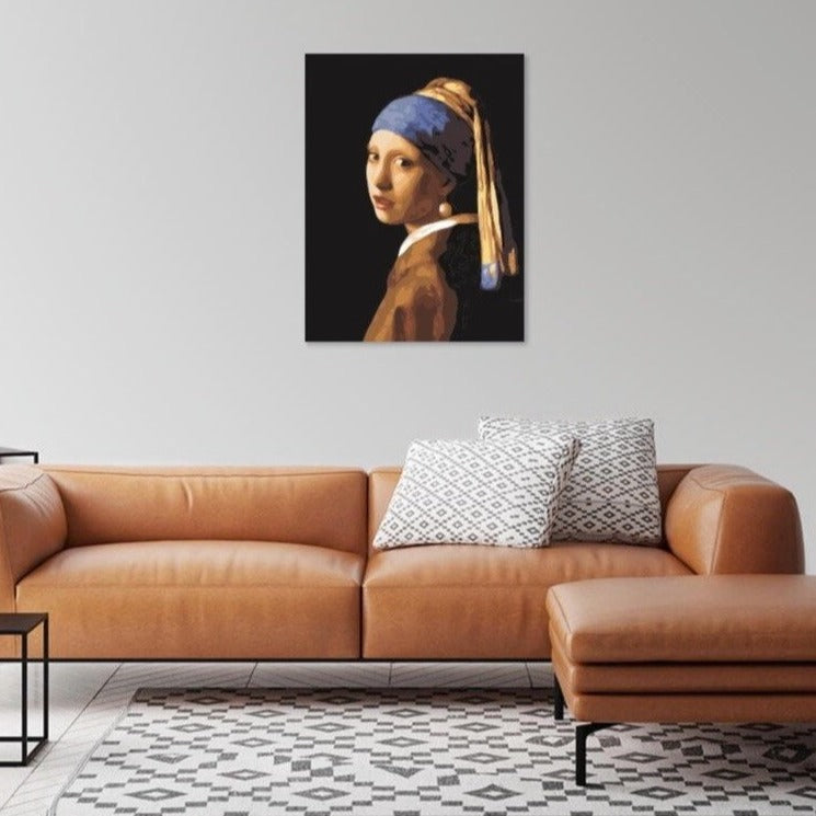 Porträtt i klassisk stil – Flicka med pärlörhänge som paint by numbers