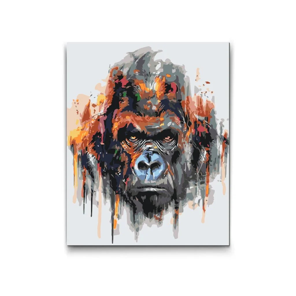 Arg gorilla i kraftfull stil – måla efter nummer tavla