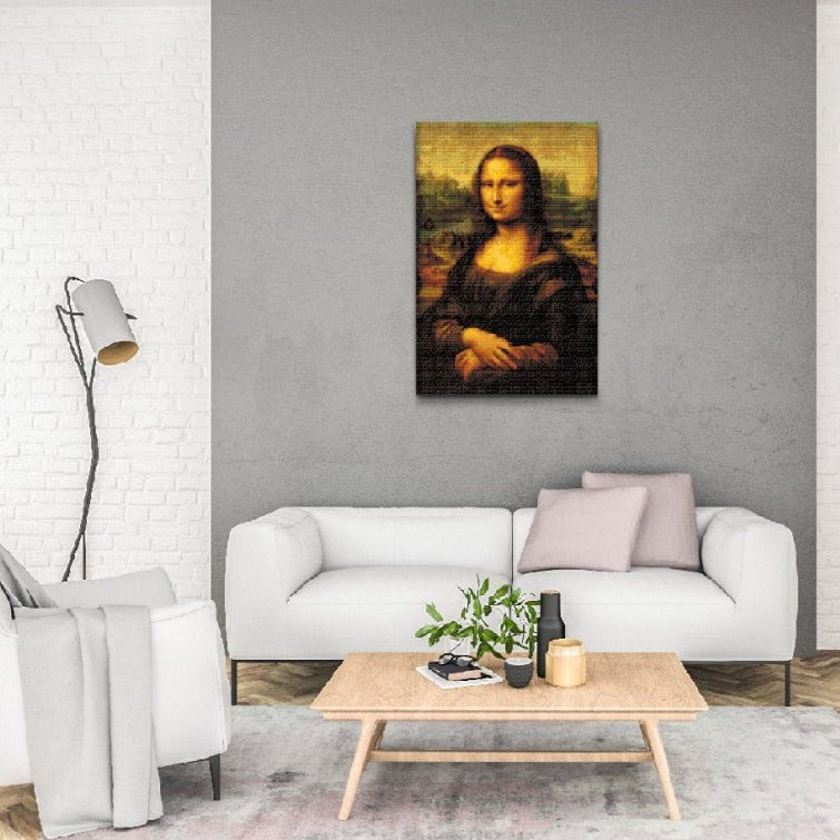 Skapa ett konstverk med Mona Lisa diamantmålning av Leonardo da Vinci.