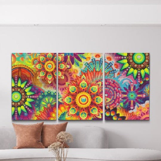 Skapa en unik diamantmålning - Mandala blommor3 delar diamantmålning - Köp högkvalitativt set här