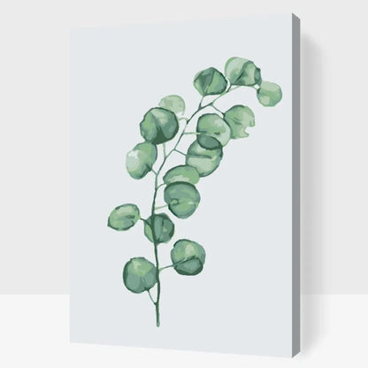 Måla efter nummer med eukalyptusmotiv – kit med duk och akrylfärg
