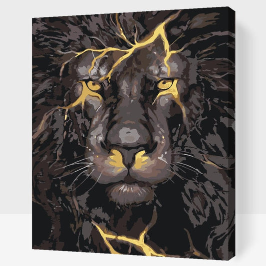 Svart lejon i dramatisk stil – måla efter nummer tavla