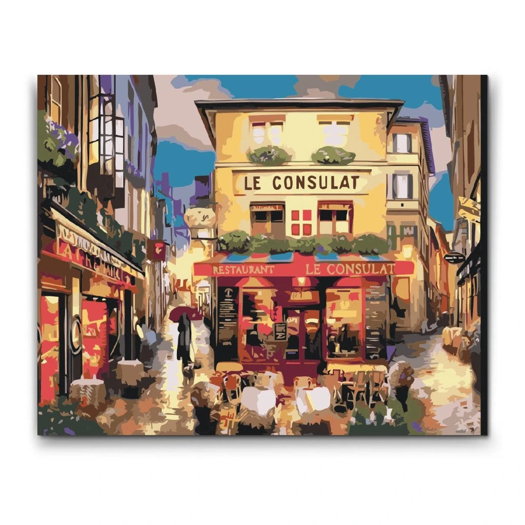 Café i Paris Montmartre – måla efter nummer motiv