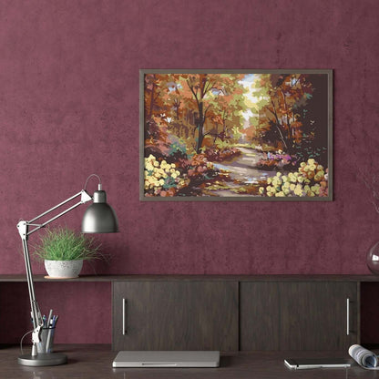 Höstlandskap i skogen – paint by numbers naturmotiv