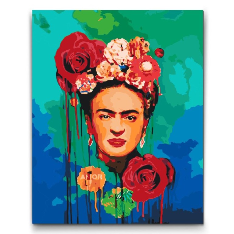 Paint by numbers fra Sverige -Frida Kahlo med blommor 