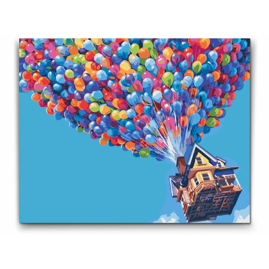 Måla efter nummer-kit med luftballonger – Up & Away på canvas

