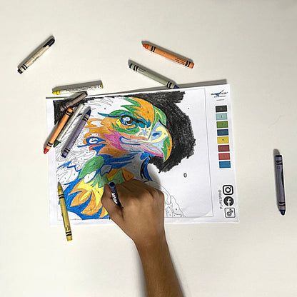 Gratis målarbild med örn – måla efter nummer att skriva ut som PDF
