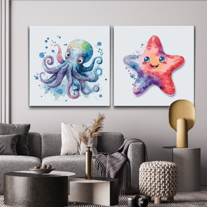 Måla efter nummer – Lyckliga vattendjur (2 tavlor i 1 set)