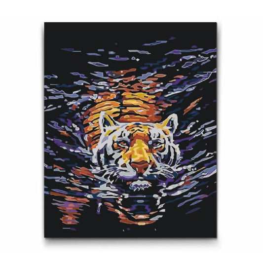 Måla efter nummer - Tiger som simmar - paint by numbers 