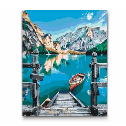 Måla efter nummer-tavla med Alperna – snöklädda berg och vacker natur