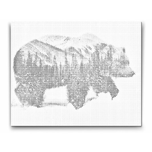 Bear in winter wonderland - prick konst - dot painting - dot art - prickmålning