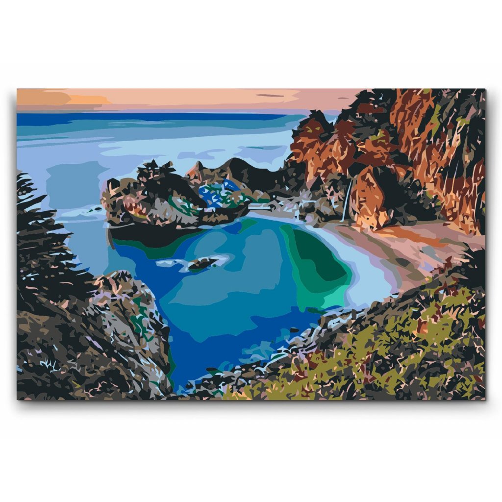 Paint by Numbers – Buktens Strand med klippor, turkost vatten och strand