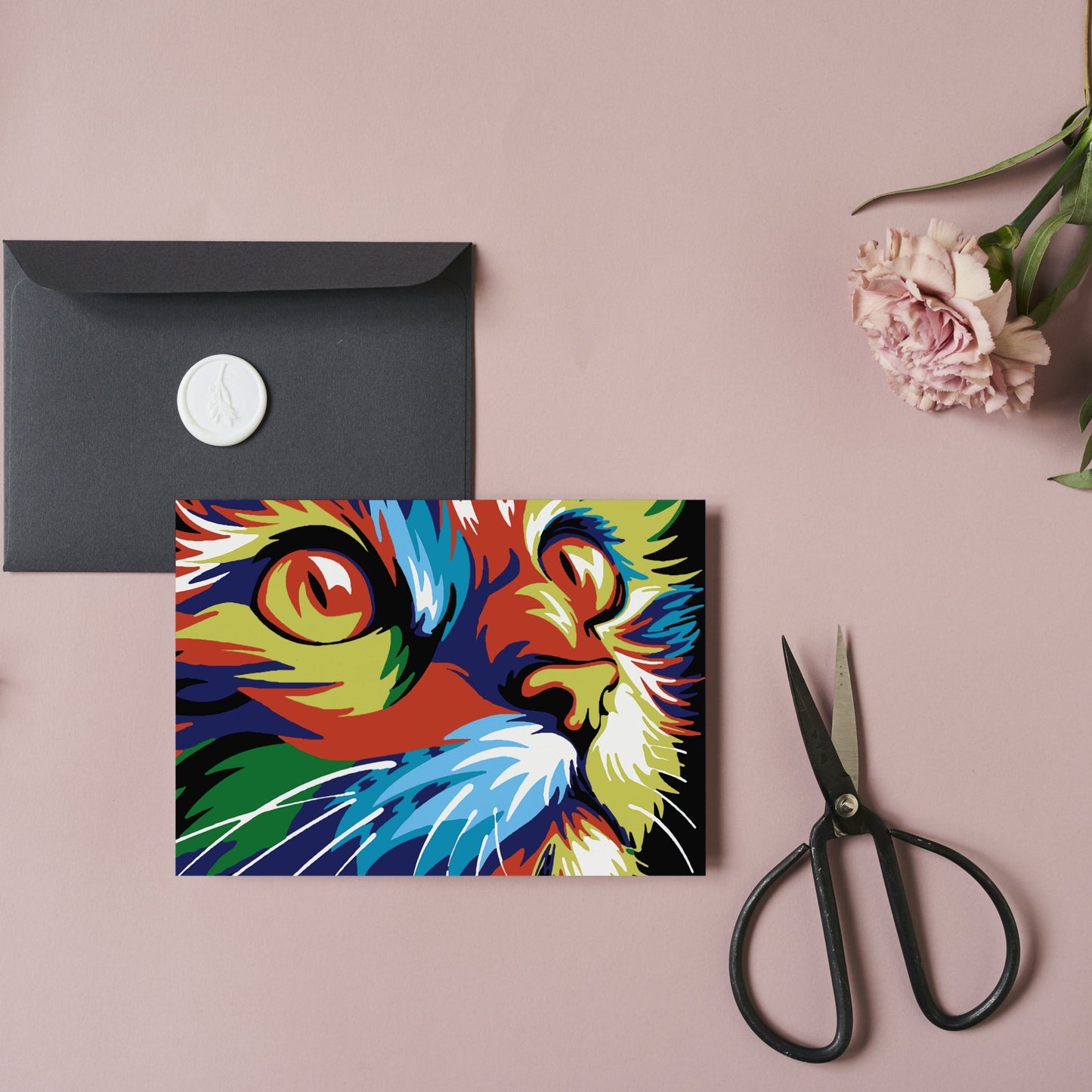 Utskriven målarbild av katt – kreativ aktivitet för barn och vuxna
