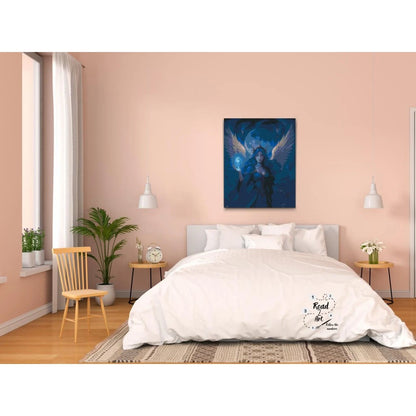 Fantasy kvinna med energi i handen och måne i bakgrunden – paint by numbers