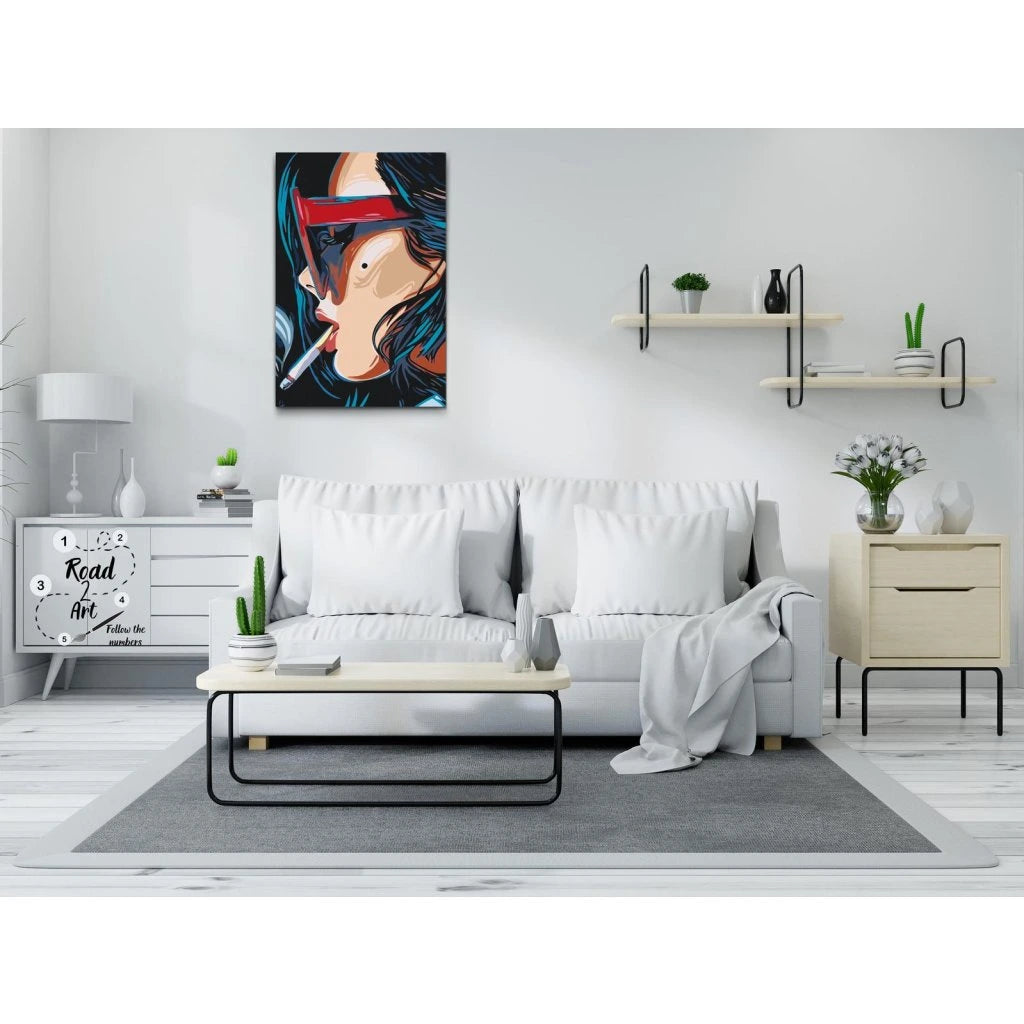 Modern målning kvinna med solglasögon paint by numbers