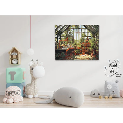Avkopplande målning av växthus interiör paint by numbers