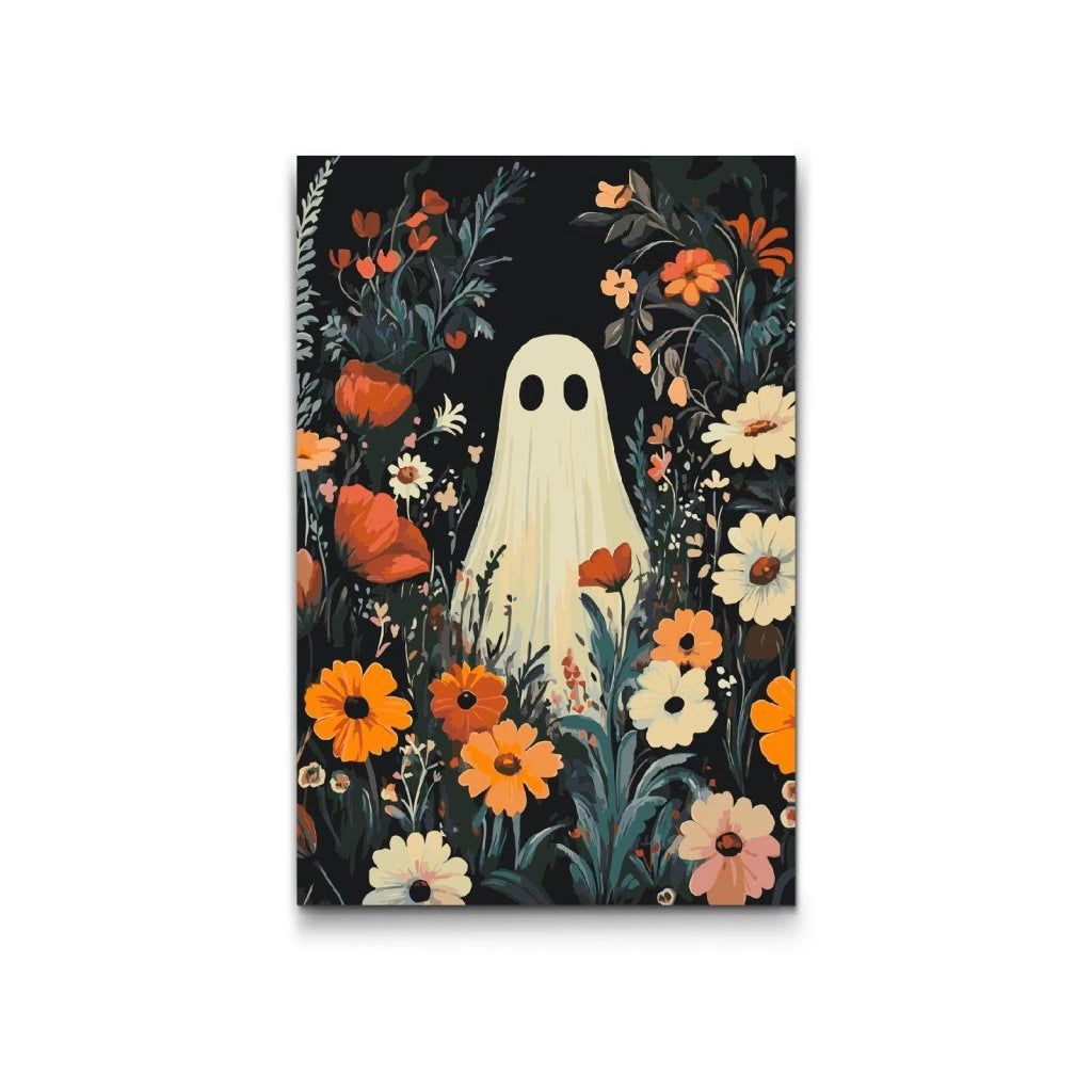 Måla efter nummer – Spöket i blommorna för en lekfull vägg