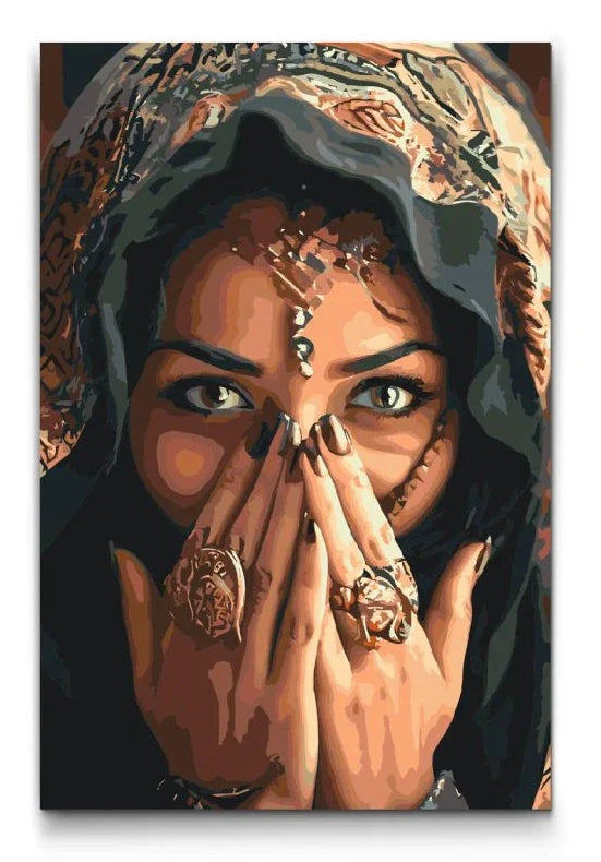 måla efter nummer kvinna med gröna ögon