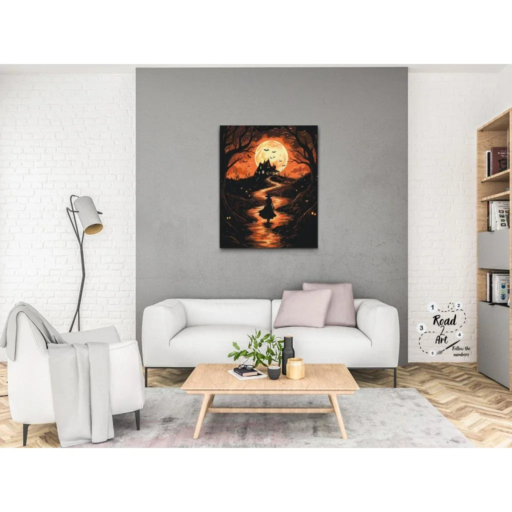 Måla Efter Nummer – Häxa vid månsken | Halloweenmålning