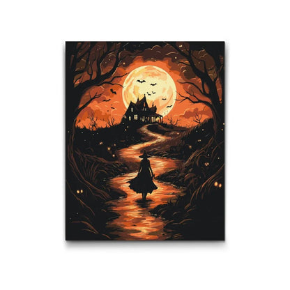 Måla Efter Nummer – Häxa vid månsken | Halloweenmålning