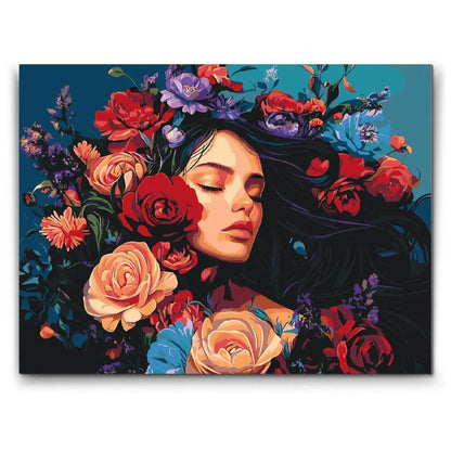 Måla Efter Nummer – Kvinna i blom | Måla efter nummer