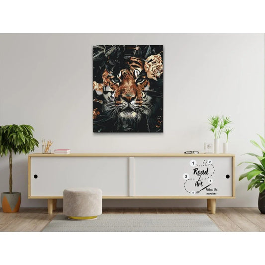 måla efter nummer djurmotiv tiger i natur