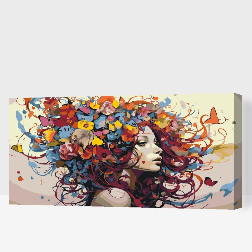 Porträtt av blommande kvinna – måla efter nummer tavla