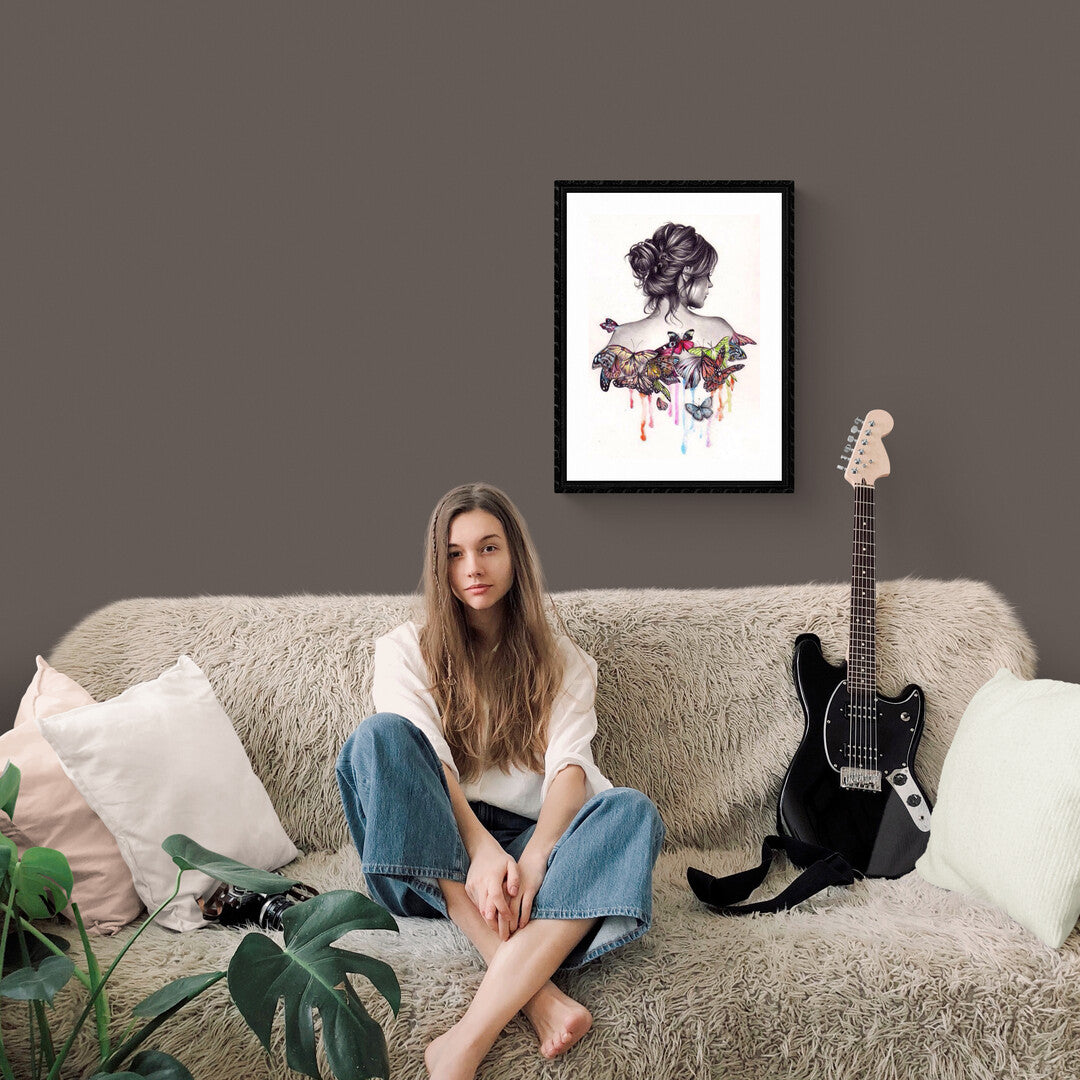 Kvinna med fjärilar – paint by numbers motiv