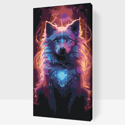 Magisk varg med fantasifull bakgrund – måla efter nummer tavla