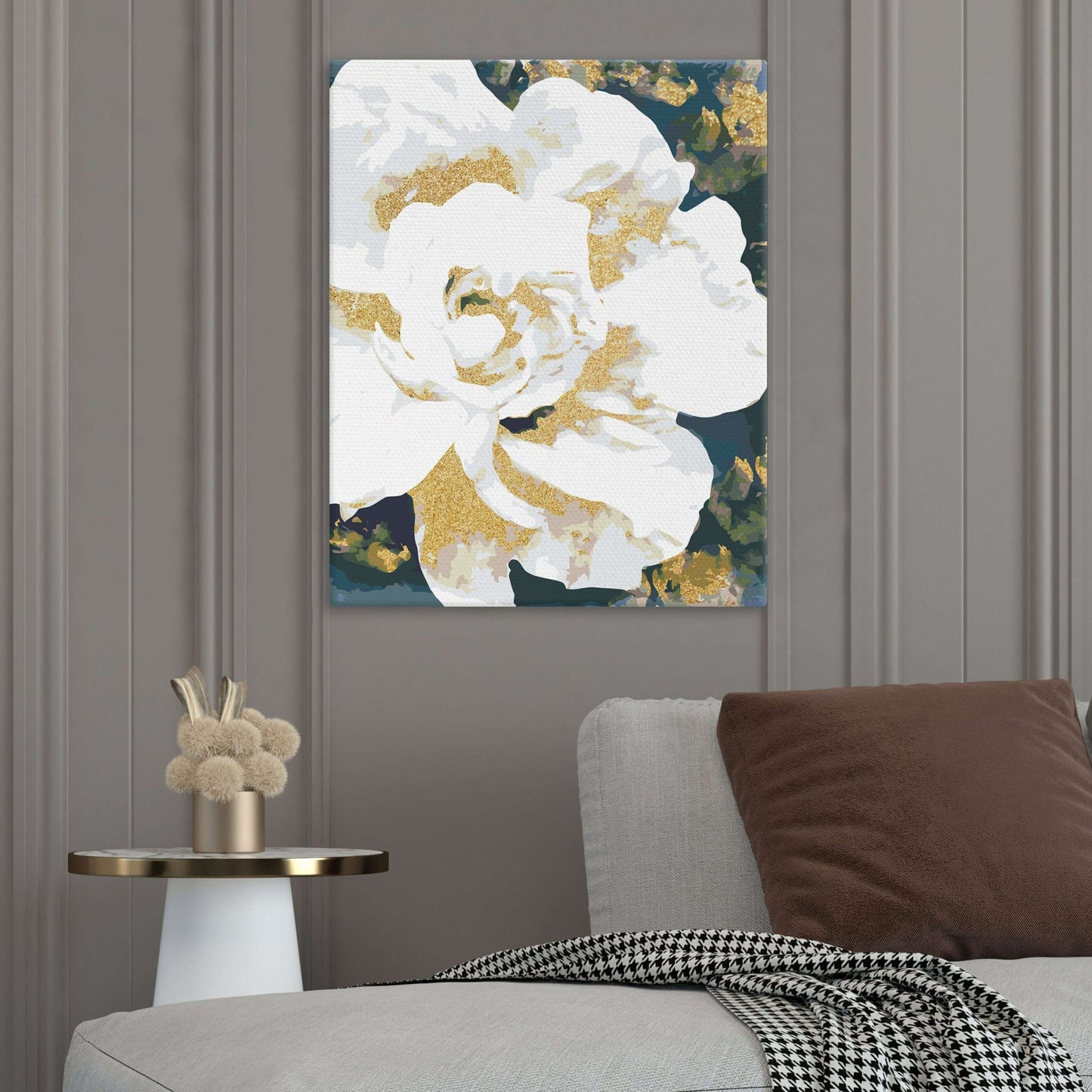 Elegant vit blomma – paint by numbers konstverk att skapa hemma