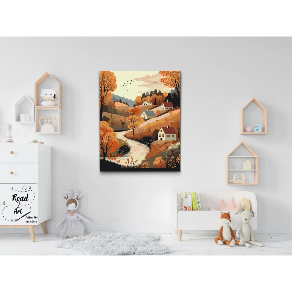 höstmotiv landsbygd tavla måla själv