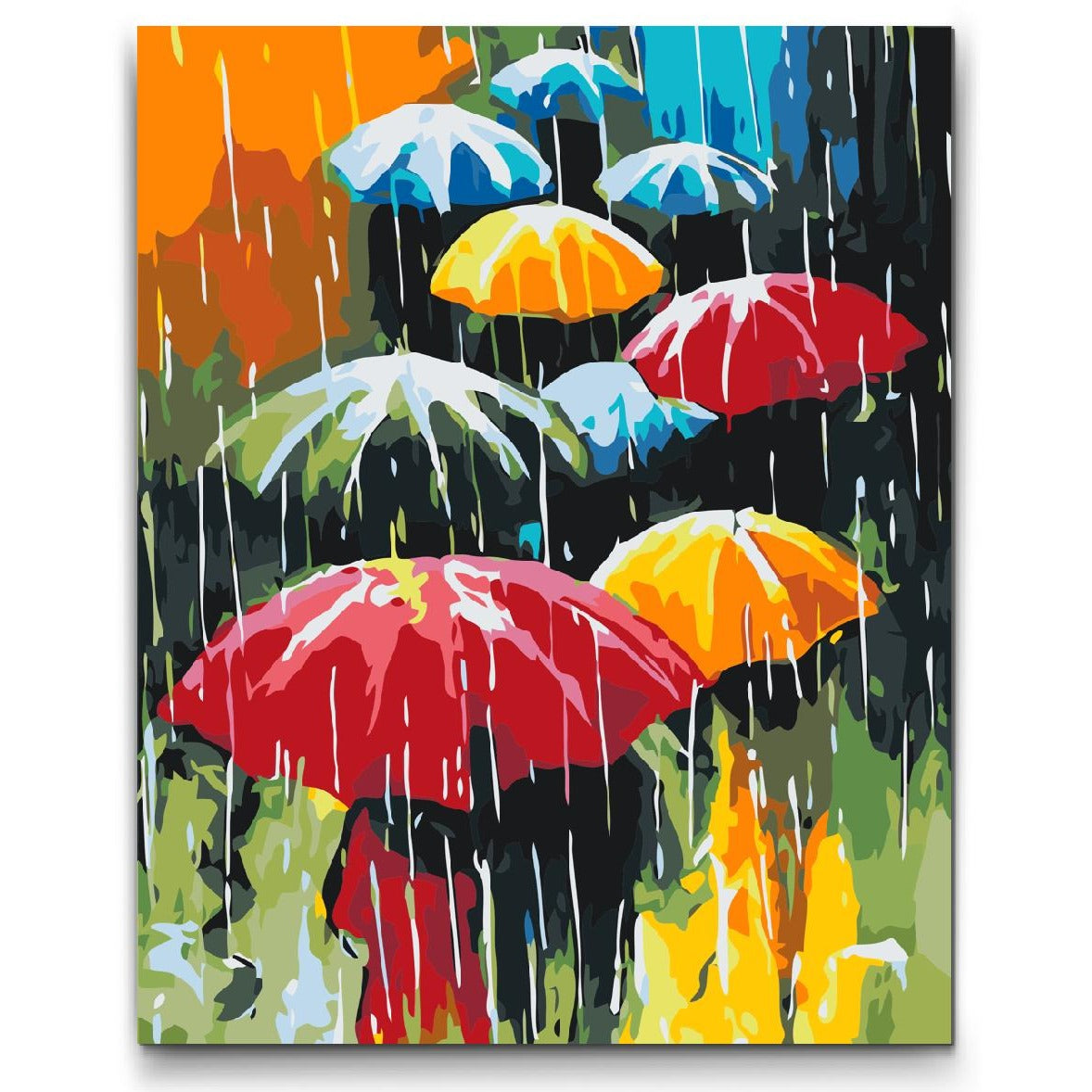 Måla Efter Nummer paraplyer - Regnig dag Med dubbel mängd färg inkluderad