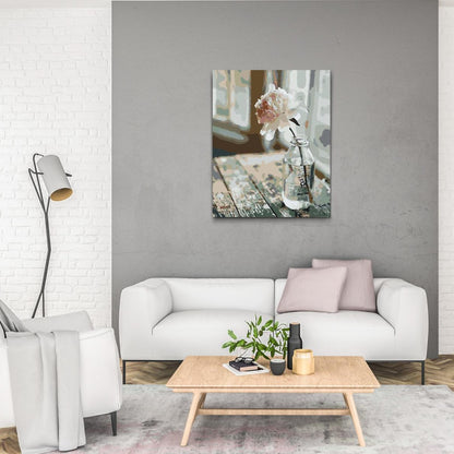 Romantiskt stillben med pion i glasflaska – paint by numbers motiv