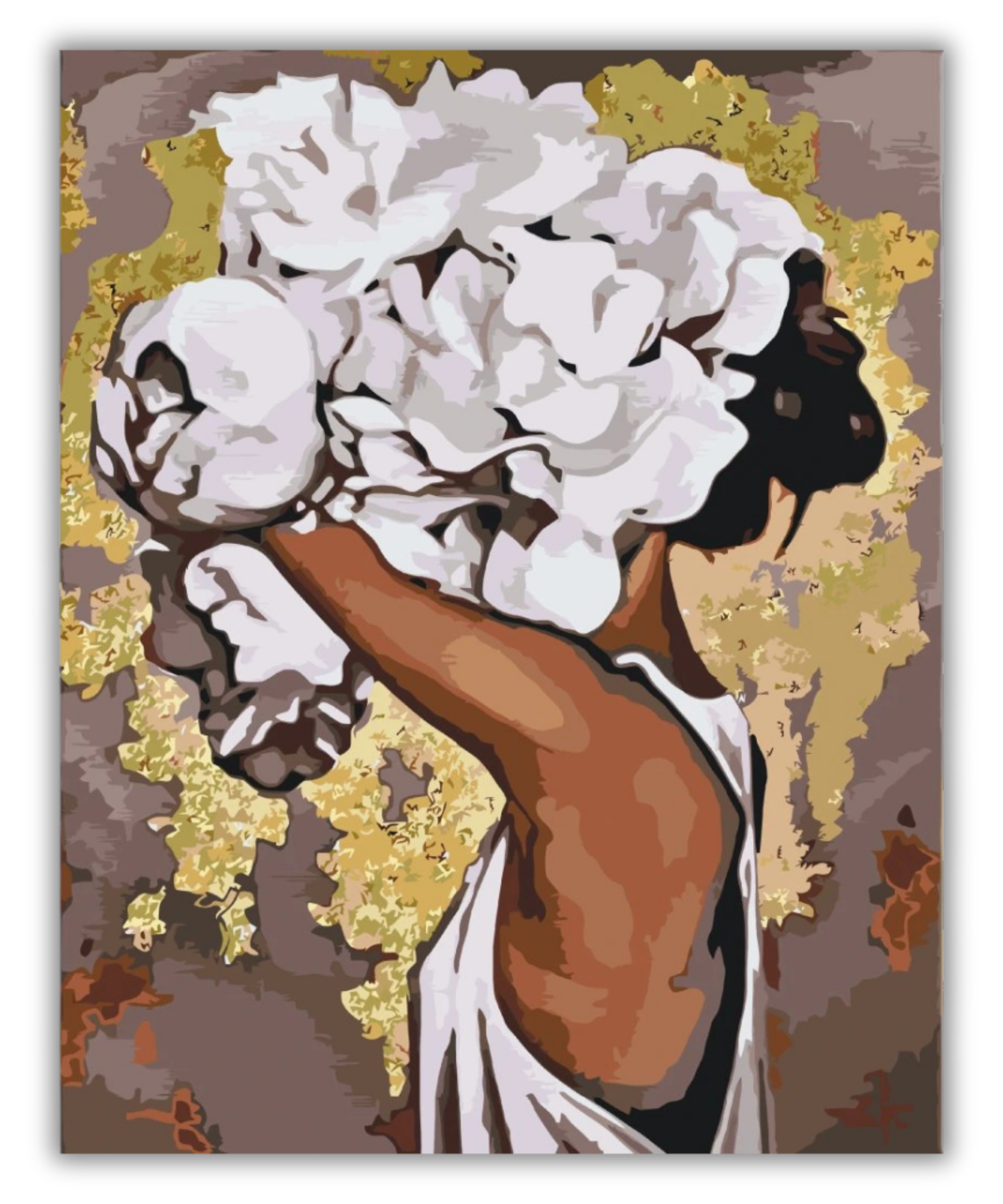 Flicka med bondrosor i håret – måla efter nummer tavla