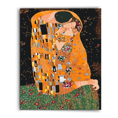 Måla Efter Nummer tavla – Gustav Klimts The Kiss i guld och mönster