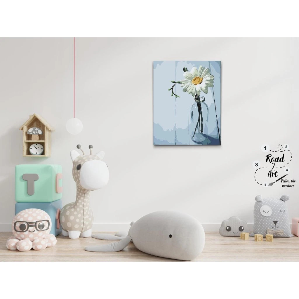 Enkel prästkrage i glasvas – paint by numbers motiv