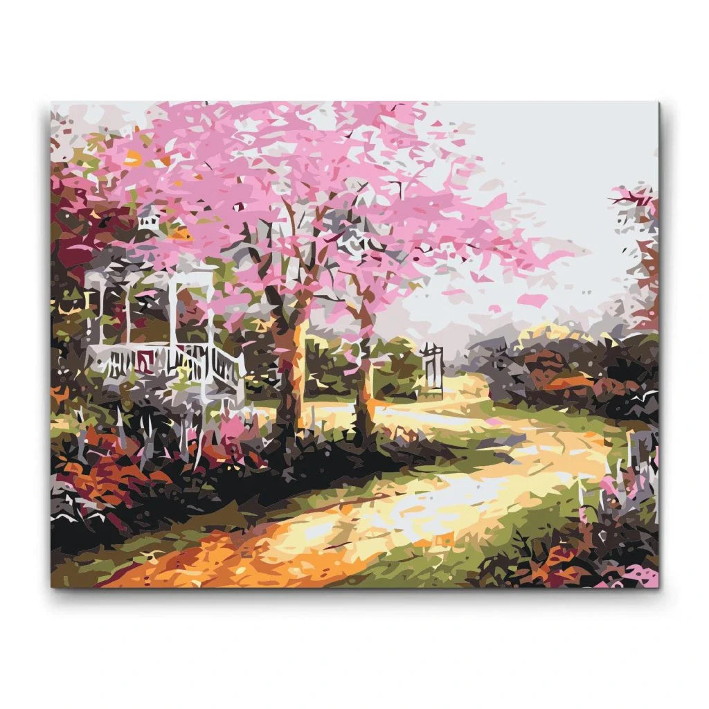 Vårmotiv av Thomas Kinkade – måla efter nummer tavla"