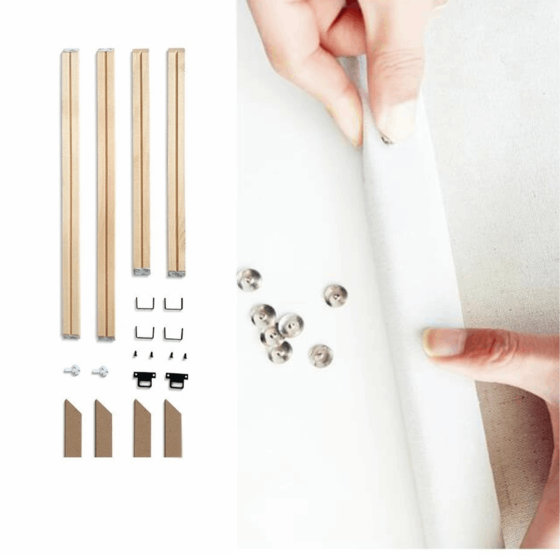 Spännram i trädelar – för montering av måla efter nummer-duk