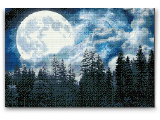 Diamond Painting Fullmåne över skogen: Skapa magisk konst med högkvalitativt set - Köp nu