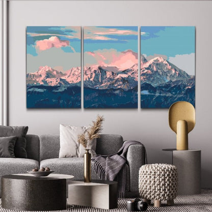 Paint By Numbers - SNÖTÄKTA BERG - måla efter nummer 